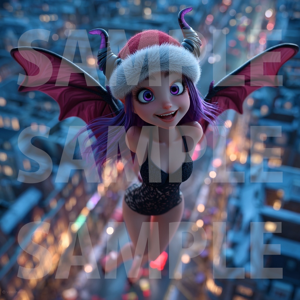 【デジタル妖怪シリーズ】誘惑のサキュバス・クリスマスエディション【フリー素材】