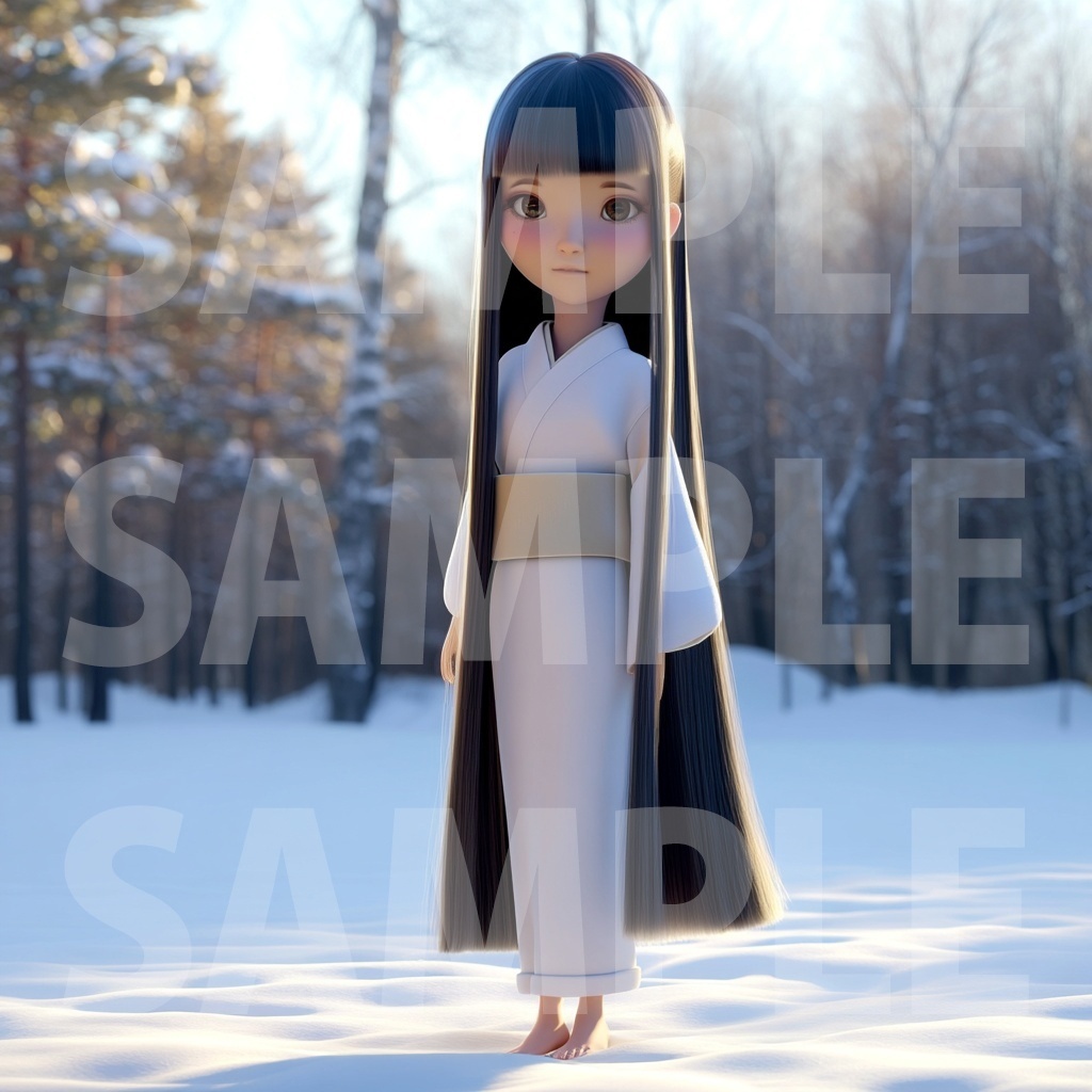 【デジタル妖怪シリーズ】月光の吐息・雪女【フリー素材】