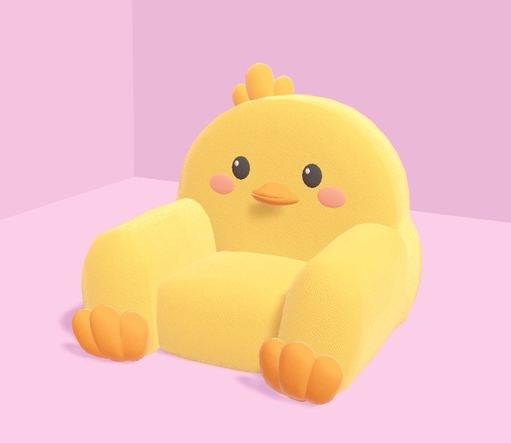 かわいいひよこソファ【3D家具・3Dモデル】