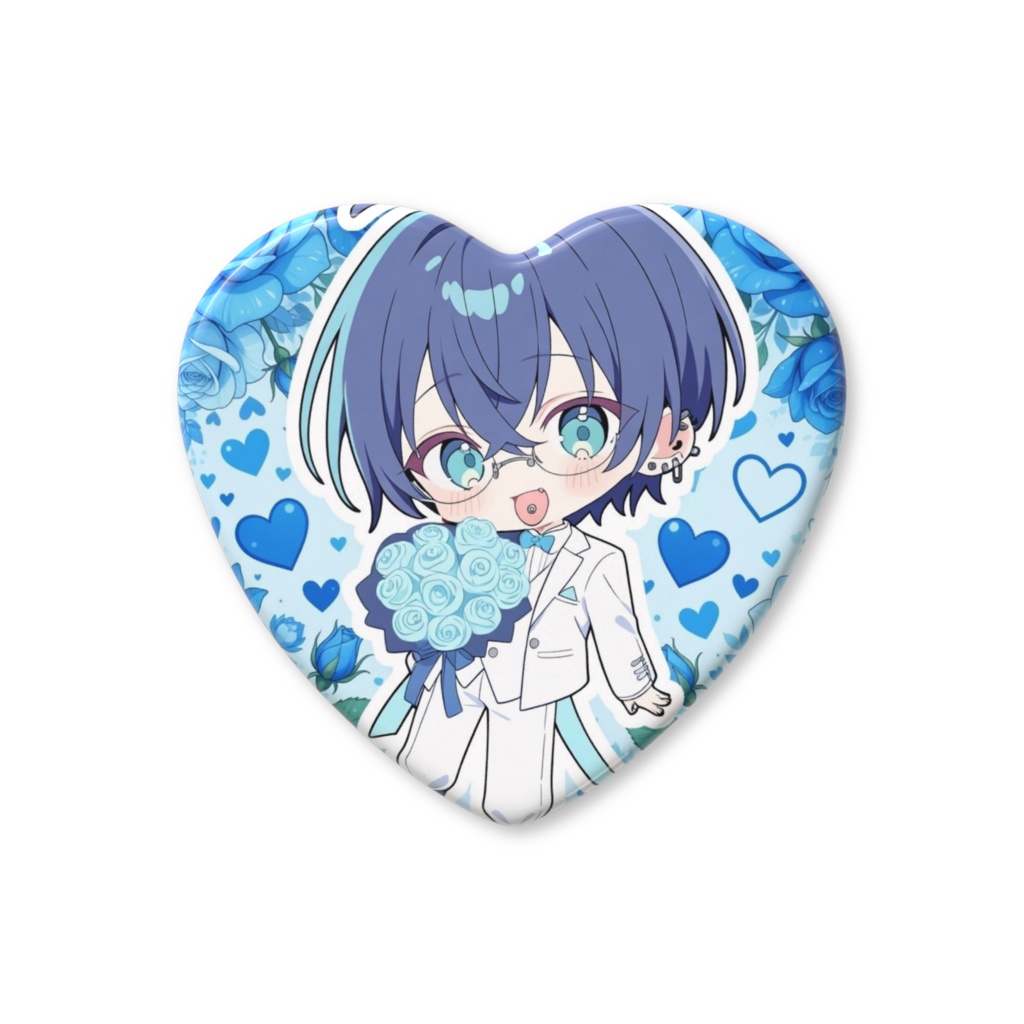 【🌃夜ノ海】100日記念ミニキャラverハート型缶バッチ