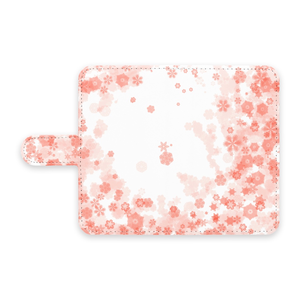 手帳型スマホケース　雪の桜