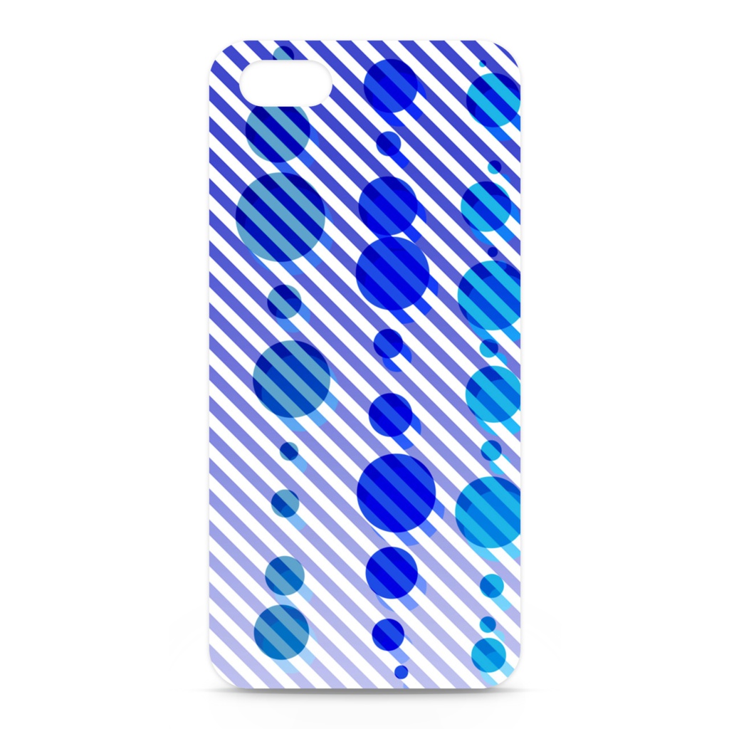 iPhoneカバー 青い丸とライン