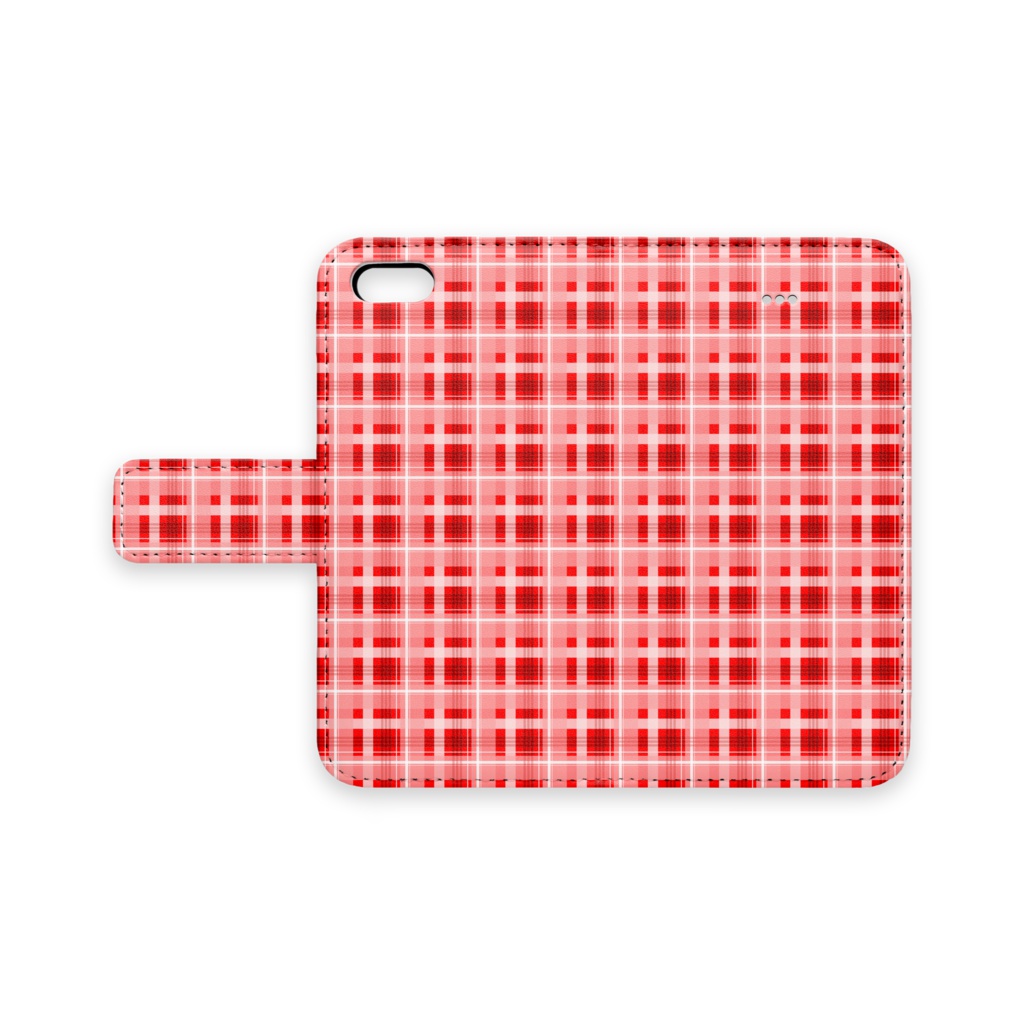 iPhoneカバー手帳型　赤チェック
