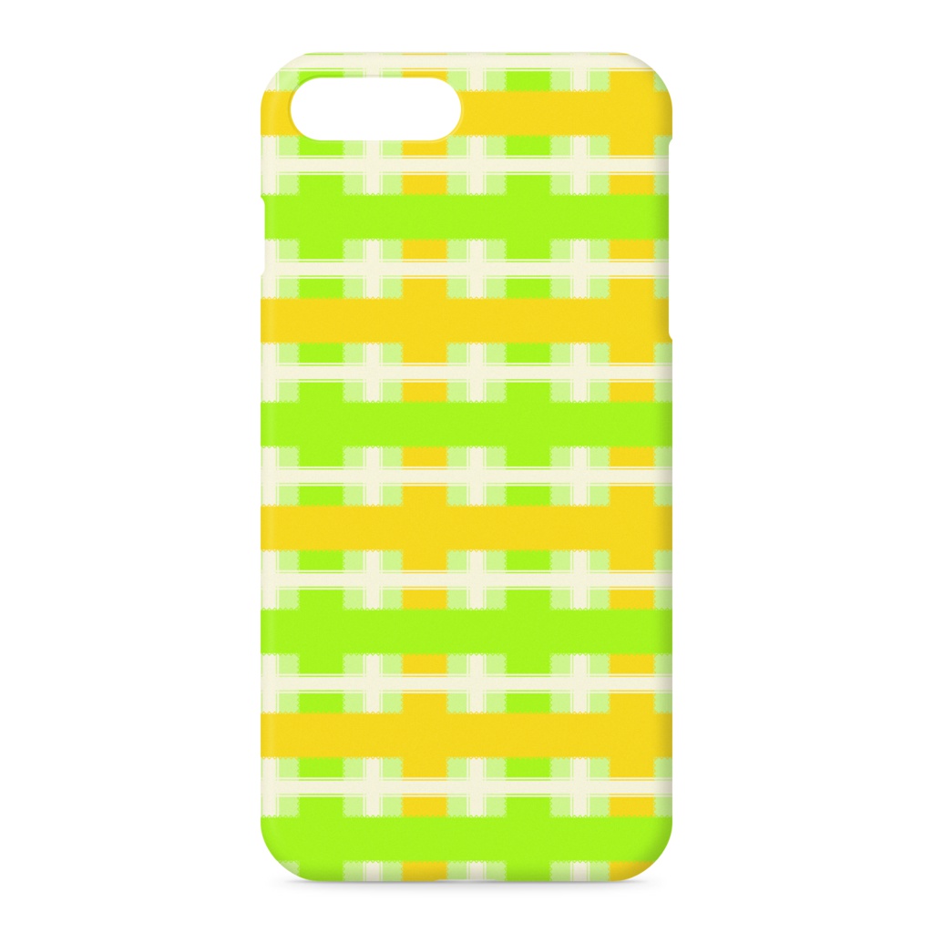 iPhoneカバー リボンチェック黄緑