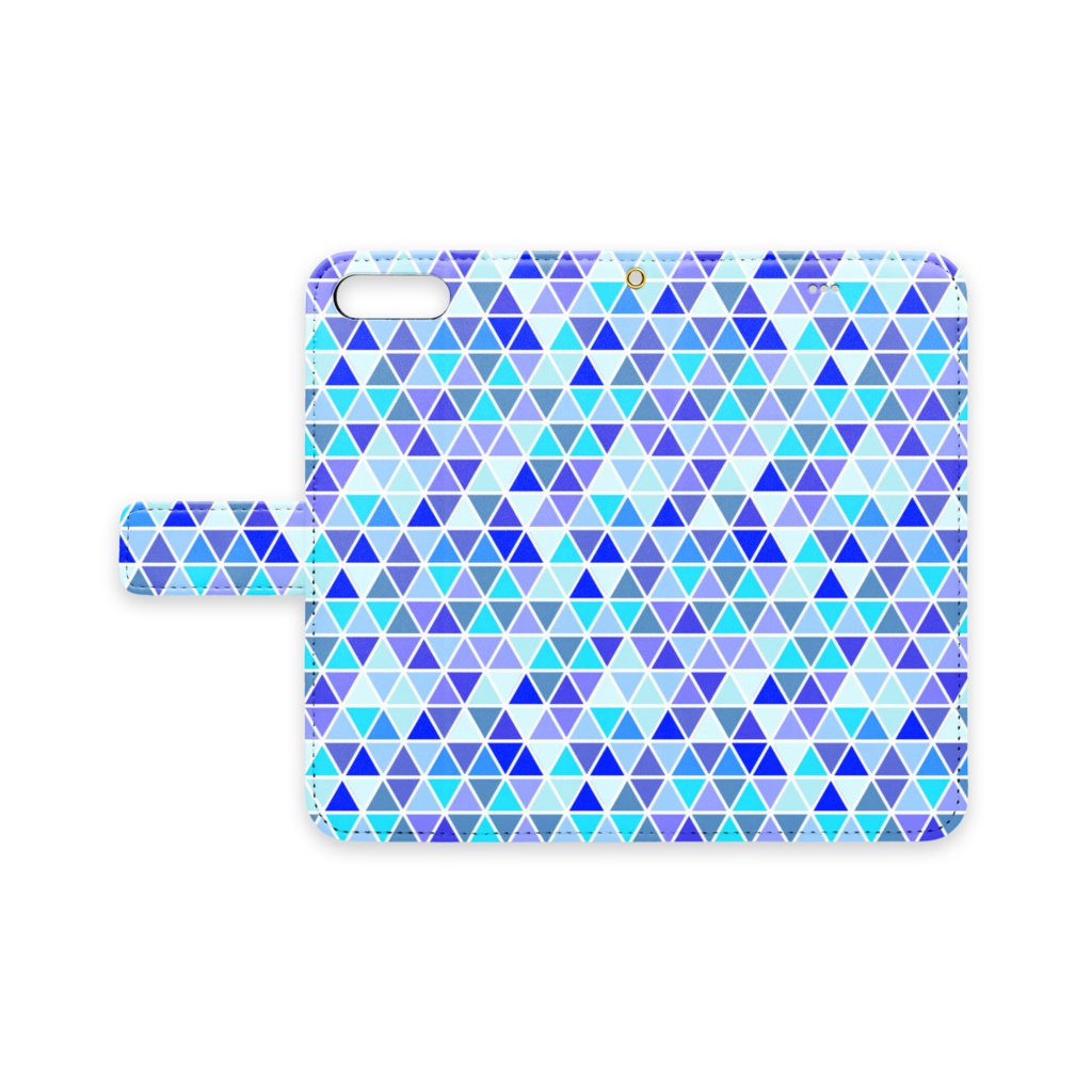 手帳型iPhoneカバー　三角形　青