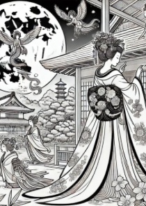 【塗り絵】鶴の恩返し