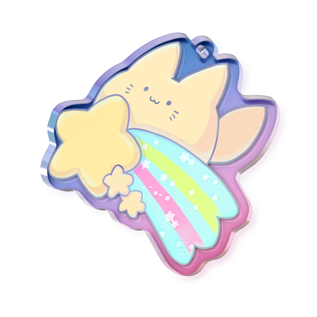 ころころきつねさん（ながれぼし）　オーロラアクリルキーホルダー