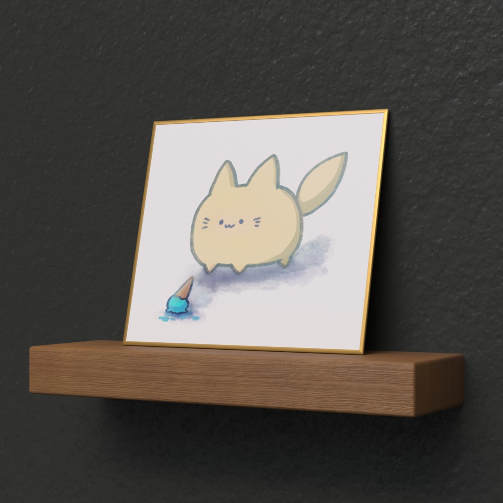 ころころきつねさん(あいす) ミニ色紙