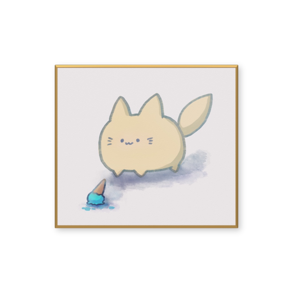 ころころきつねさん(あいす) ミニ色紙