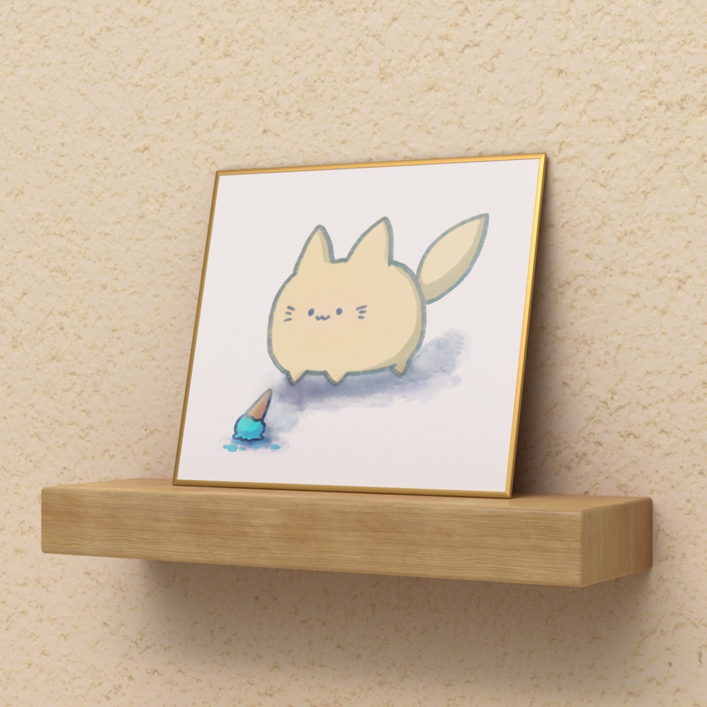 ころころきつねさん(あいす) ミニ色紙