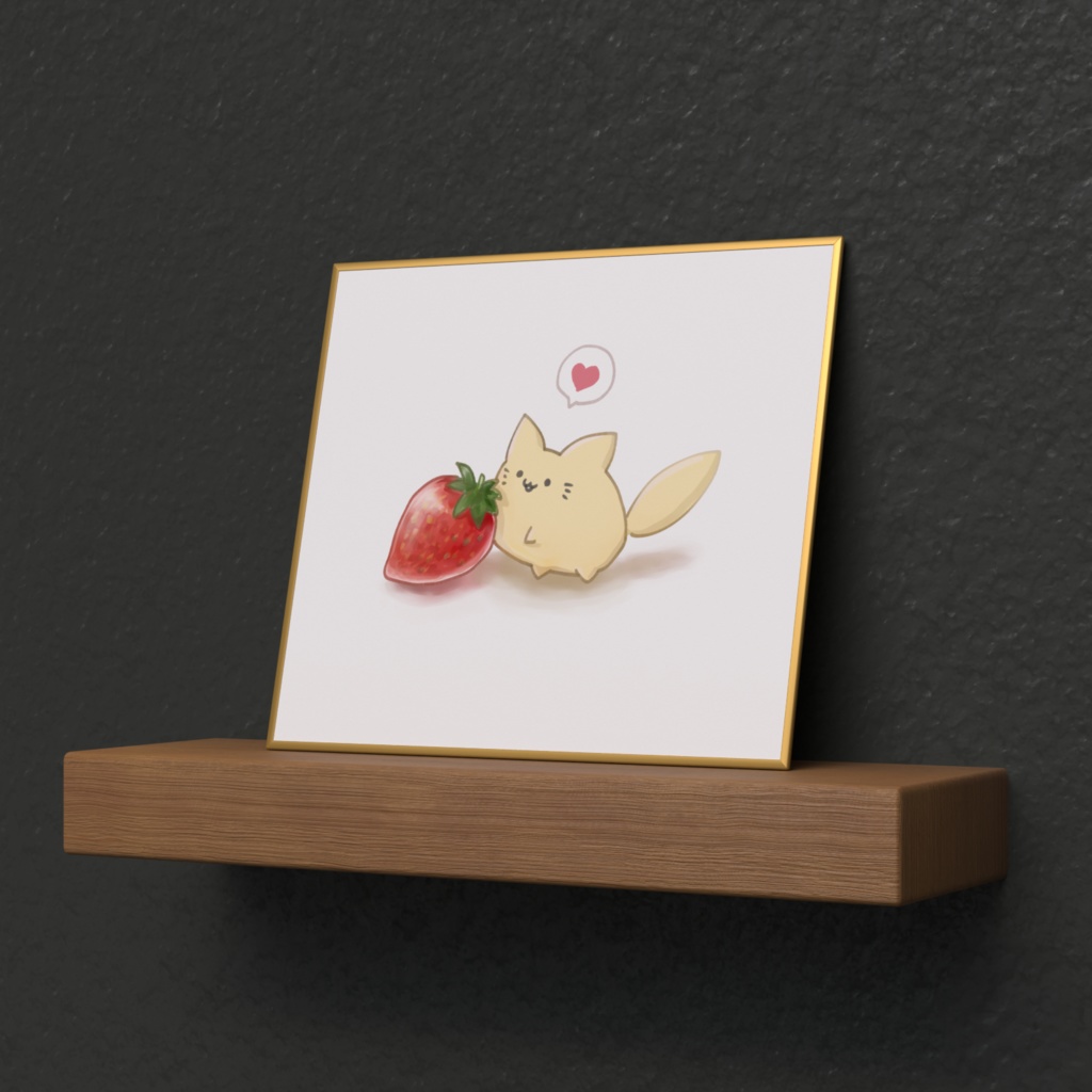 ころころきつねさん(いちご) ミニ色紙