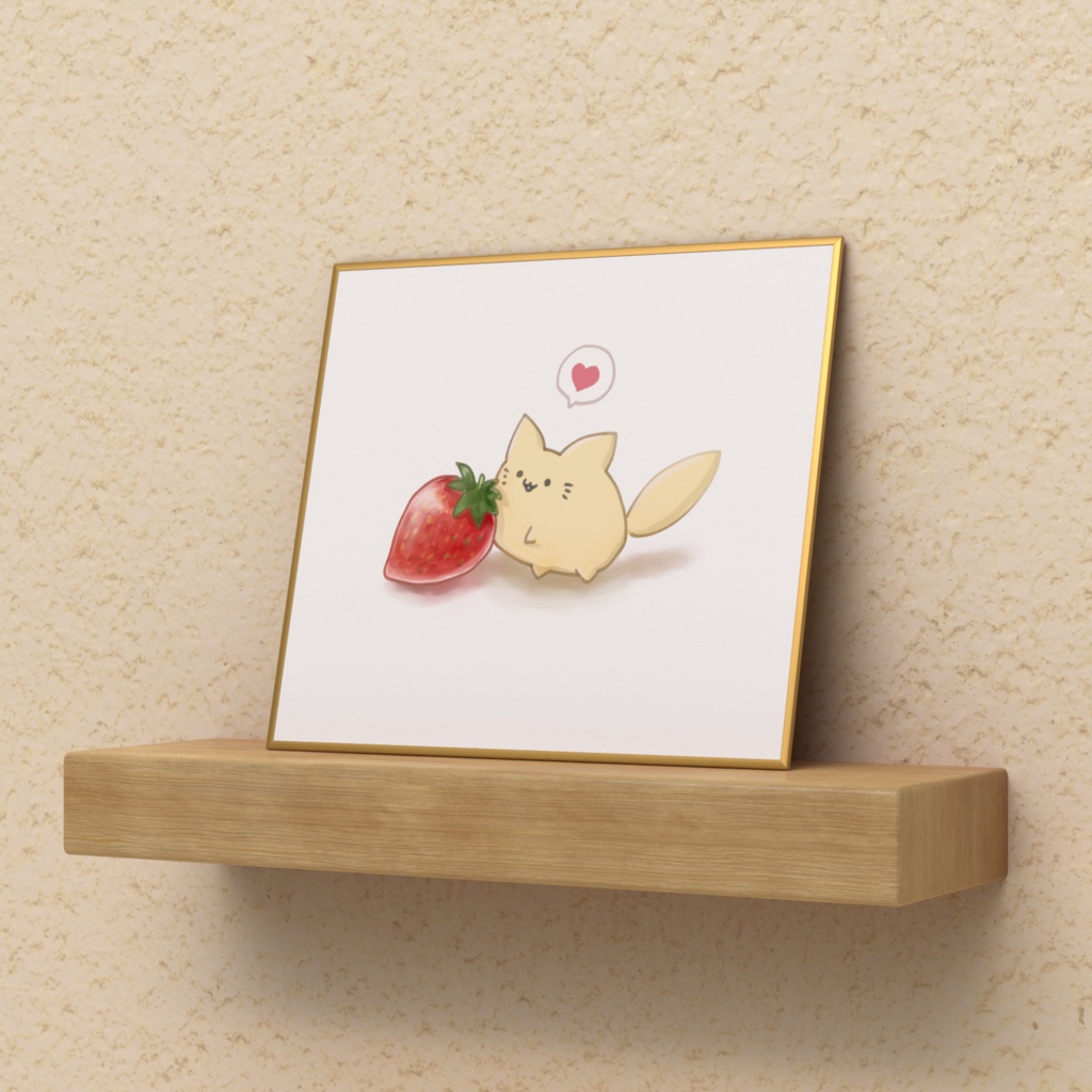 ころころきつねさん(いちご) ミニ色紙