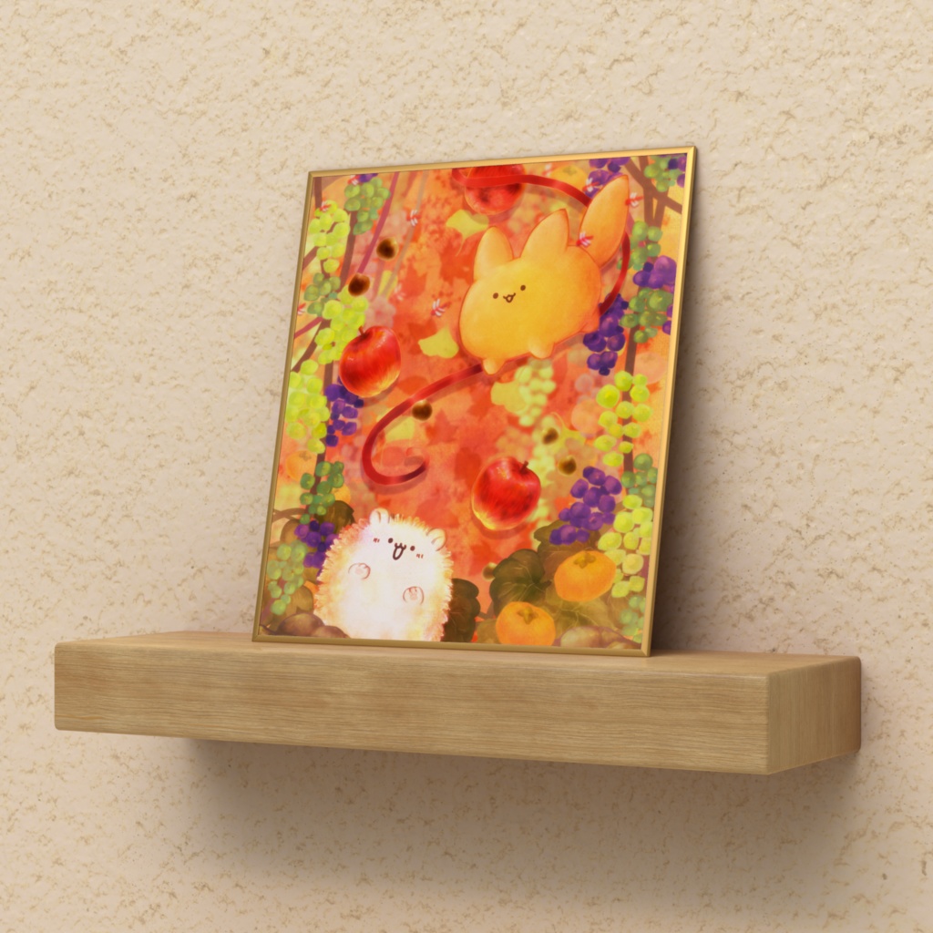 ころころきつねさんとなかまたち（しょくよくのあき）　ミニ色紙