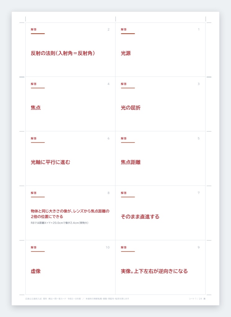 【5教科フルセット】広島県公立高校入試対策 一問一答&暗記カード(国・数・英・理・社/2023-2026年 過去問分析)
