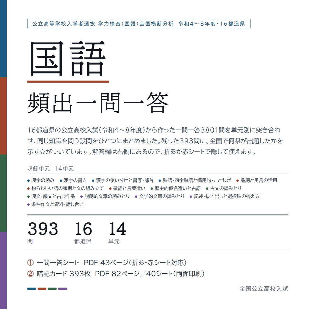 【9月限定セール中】【スマホアプリ付き】【5教科フルセット】全国版公立高校入試対策 一問一答&暗記カード(国・数・英・理・社/2022-2026年 過去問横断分析)