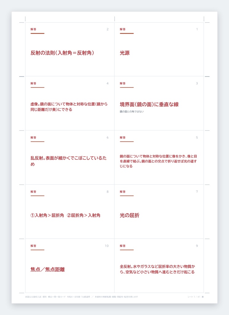 【9月限定セール中】【スマホアプリ付き】【塾・教室利用ライセンス】全国版公立高校入試対策 一問一答&暗記カード 5教科フルセット(印刷・配布無制限/2022-2026年 過去問横断分析)