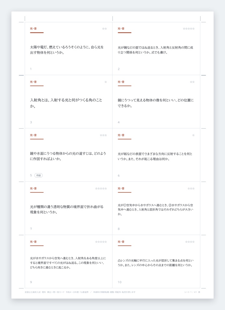 【9月限定セール中】【スマホアプリ付き】【塾・教室利用ライセンス】全国版公立高校入試対策 一問一答&暗記カード 5教科フルセット(印刷・配布無制限/2022-2026年 過去問横断分析)