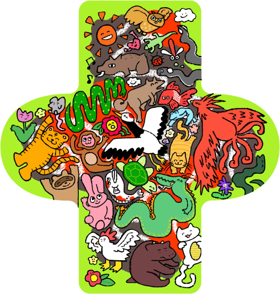 縁起良さそ～ゆるふわ紋々風 pvcスクエアケース