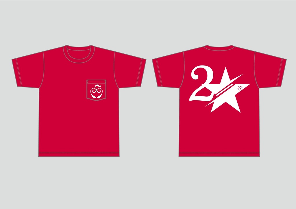 ④ほしのりえTシャツ レッド×白