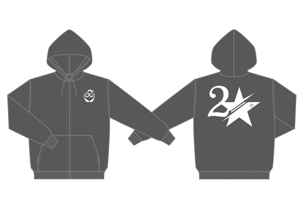 (グレー×白)ほしのりえフルジップパーカー