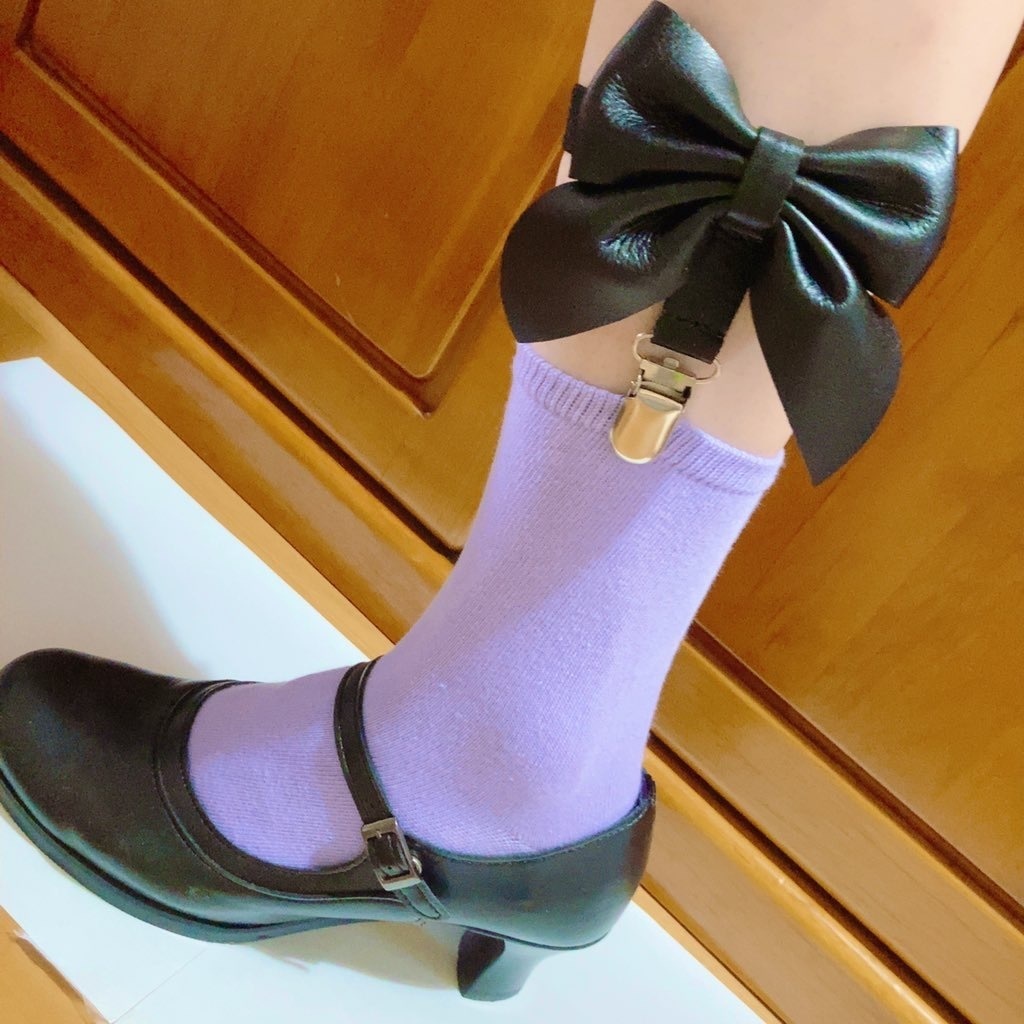 リボンのアームウォーマーガーター(アームカバーガーター)