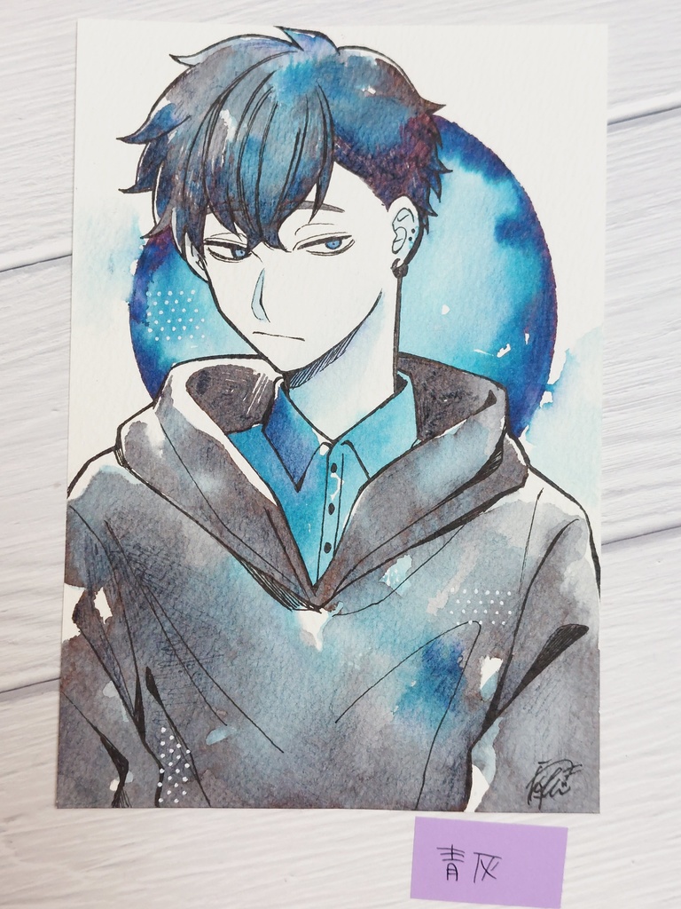 【ハガキサイズ原画】青灰