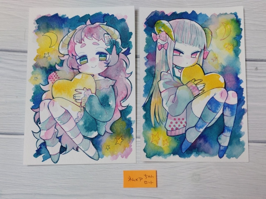 【ハガキサイズ原画】ネムちゃんメアちゃんセット