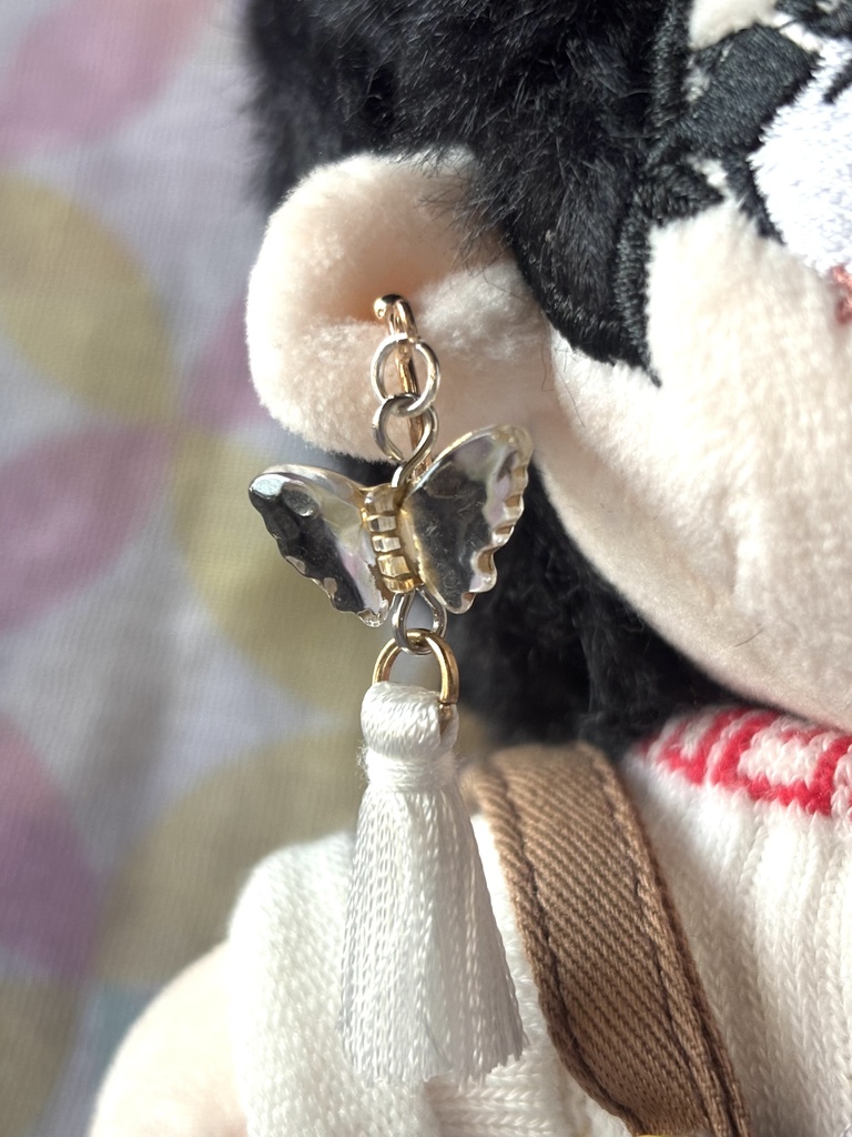 ぬいぐるみ用イヤーカフ 透き通る蝶々