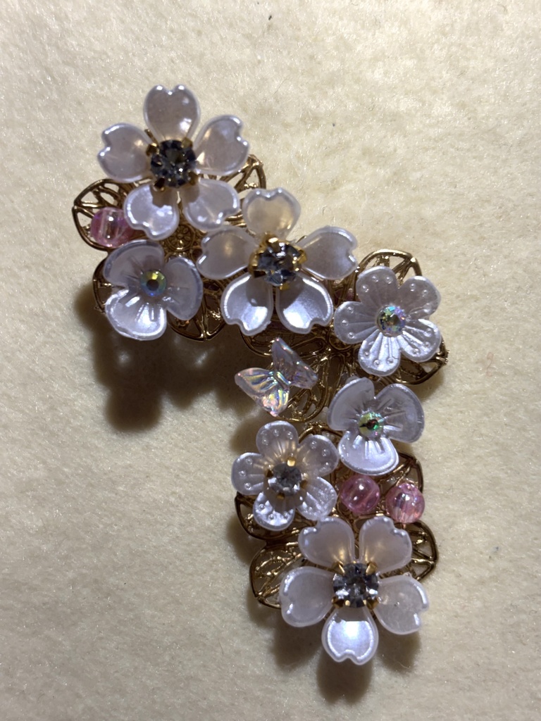 ぬいぐるみ用髪飾り 桜 白