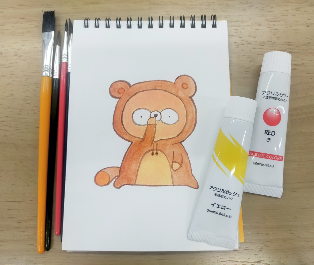 #001アナログイラスト「はなほじたぬくん」