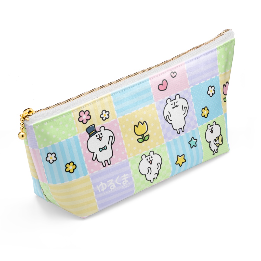 ゆるくまさんパッチワーク風ポーチ