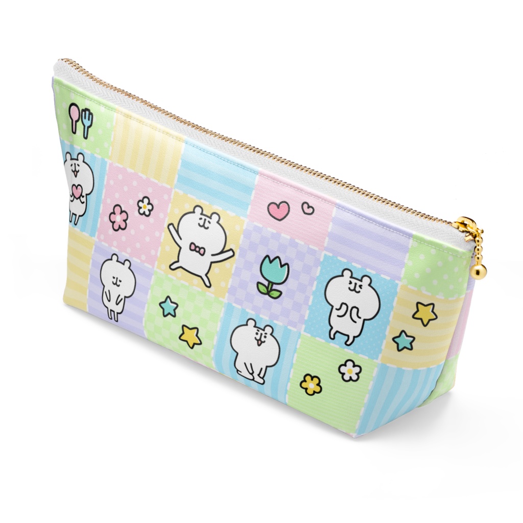 ゆるくまさんパッチワーク風ポーチ