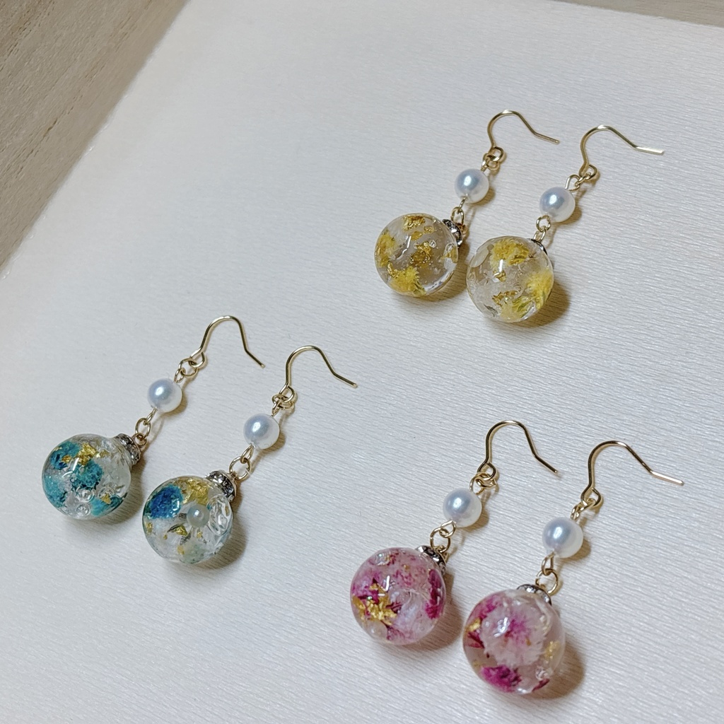 家康からの贈り物 花柄の七宝焼き耳飾り