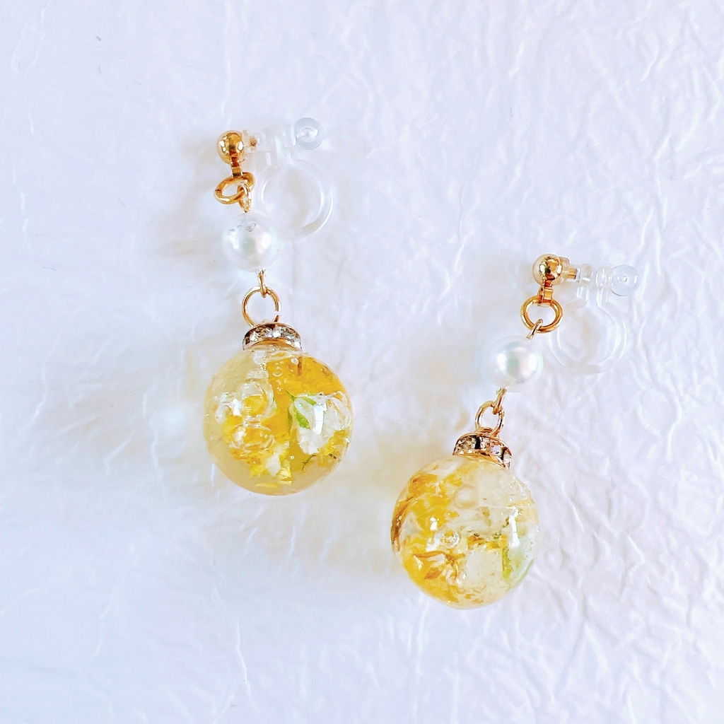 家康からの贈り物 花柄の七宝焼き耳飾り