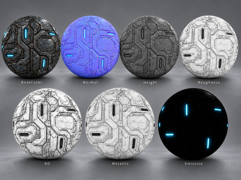 Sci-Fi Panels & Surfaces Texture Pack - 20 Stylised PBR Materials
