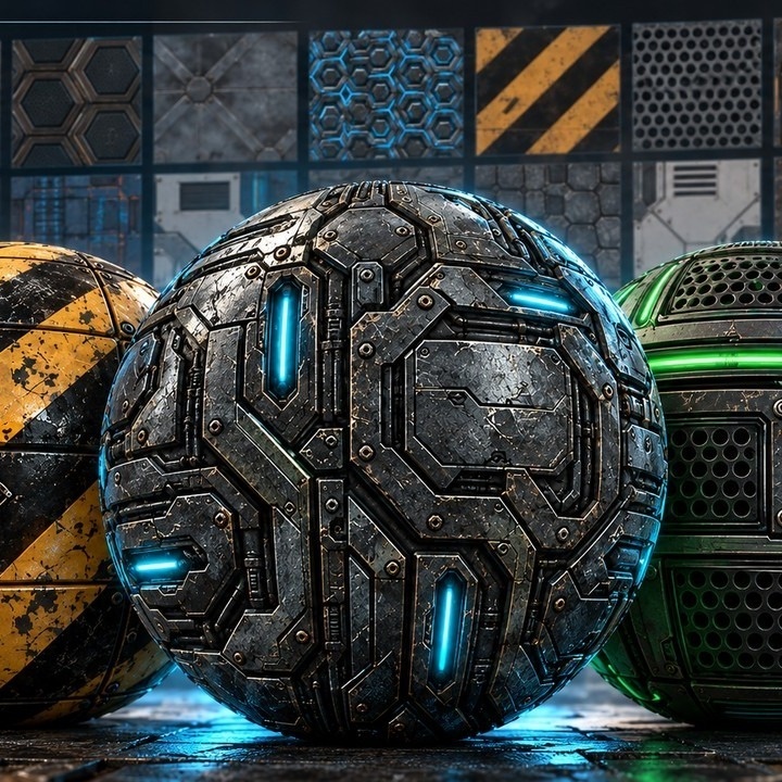 Sci-Fi Panels & Surfaces Texture Pack - 20 Stylised PBR Materials