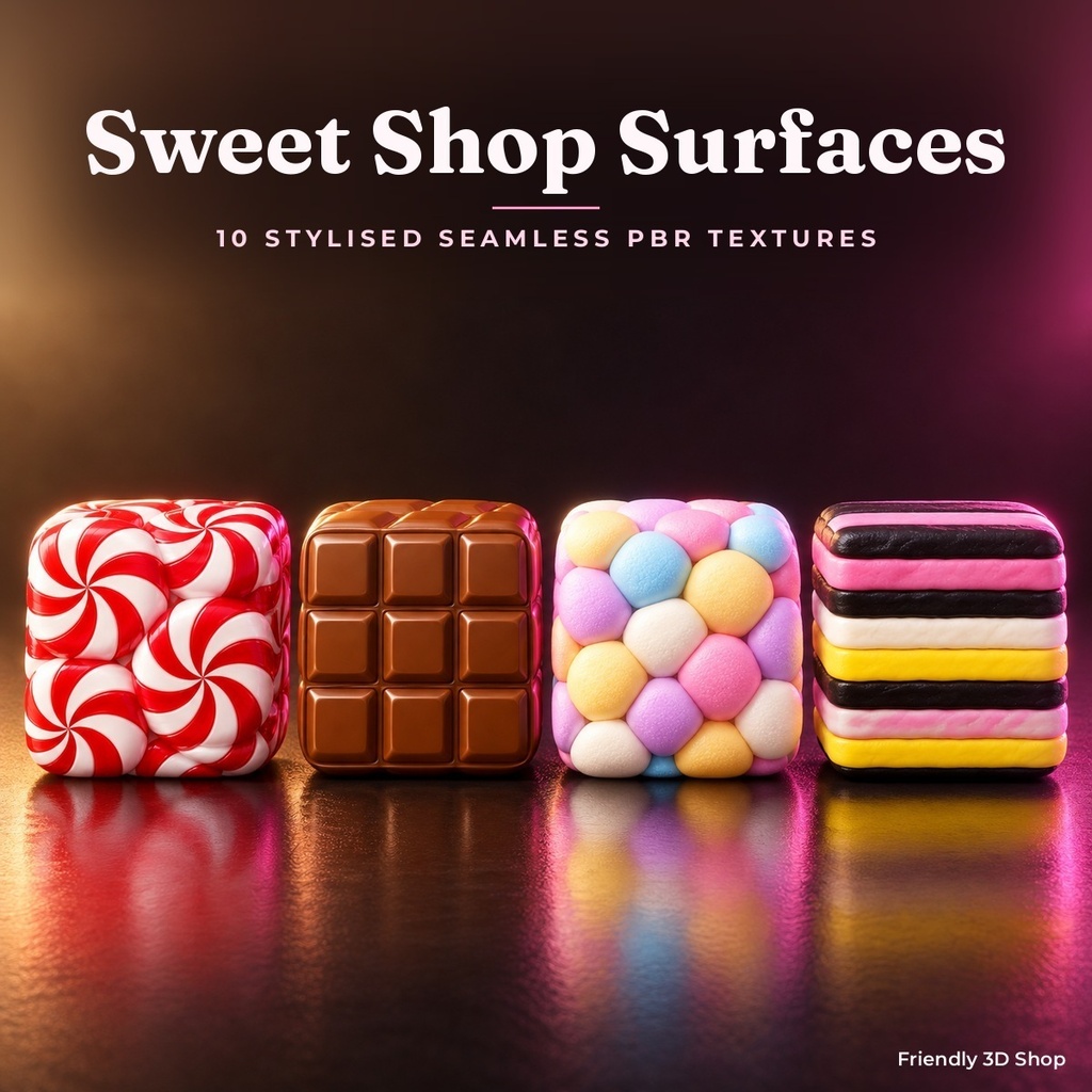 Sweet Shop Surfaces Texture Pack - 10 Stylised PBR Materials