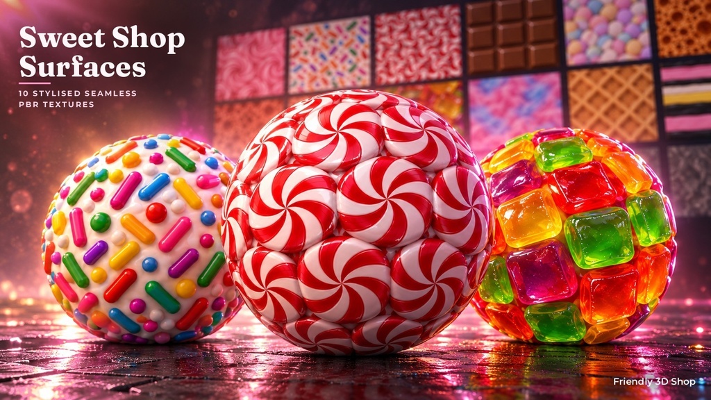 Sweet Shop Surfaces Texture Pack - 10 Stylised PBR Materials