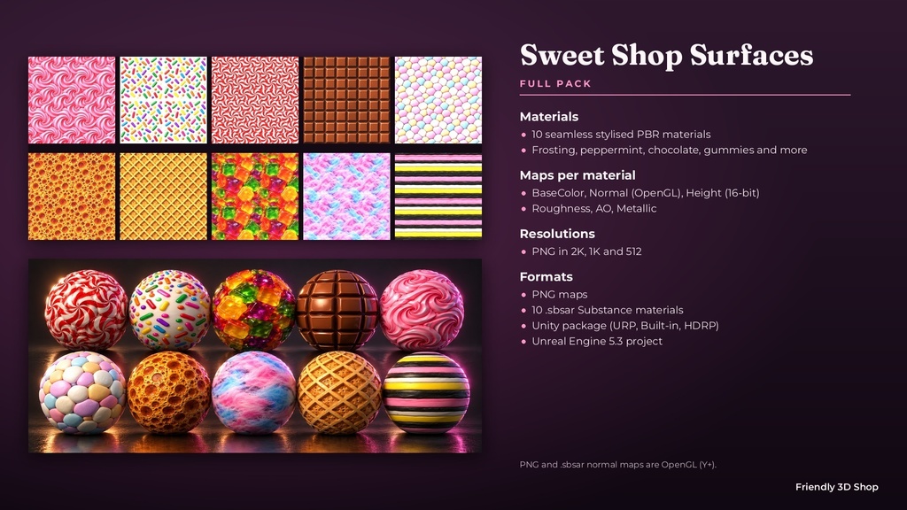 Sweet Shop Surfaces Texture Pack - 10 Stylised PBR Materials