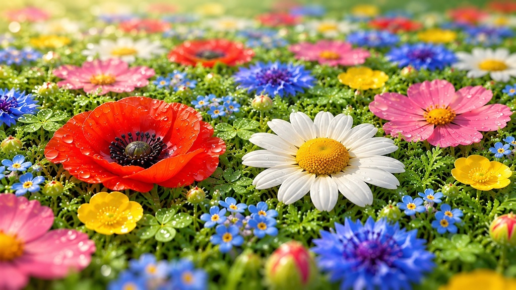 Dewy Daisy Garden - Free Stylised PBR Material