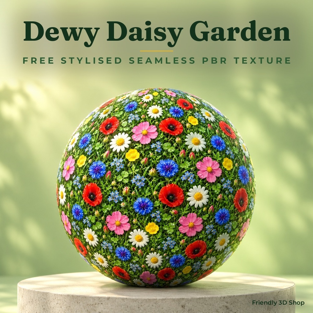 Dewy Daisy Garden - Free Stylised PBR Material