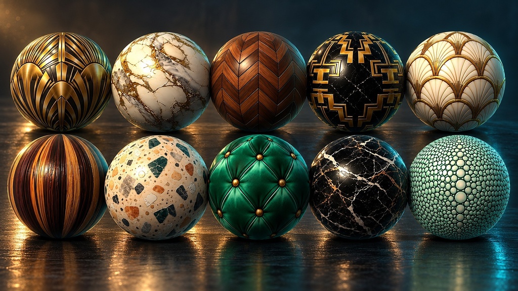 Art Deco Luxury Interiors Texture Pack - 20 Stylised PBR Materials