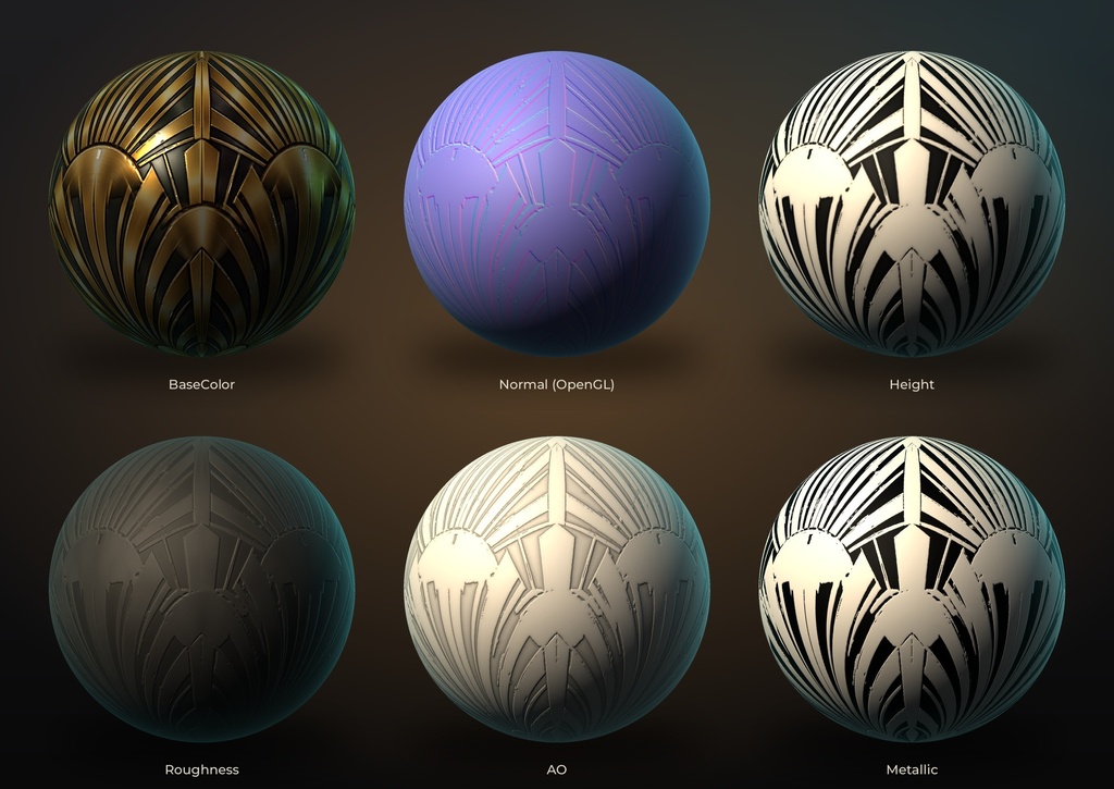 Art Deco Luxury Interiors Texture Pack - 20 Stylised PBR Materials