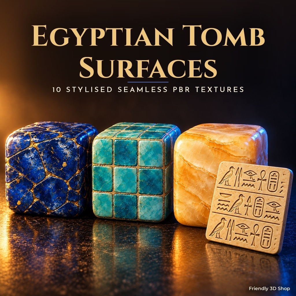 Ancient Egyptian Tomb Surfaces Texture Pack - 10 Stylised PBR Materials