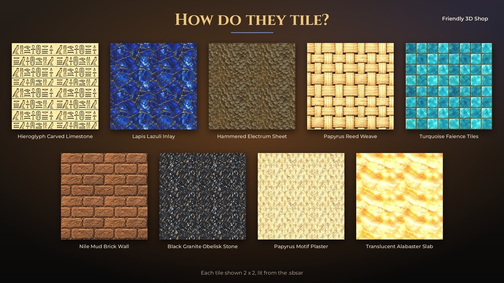 Ancient Egyptian Tomb Surfaces Texture Pack - 10 Stylised PBR Materials