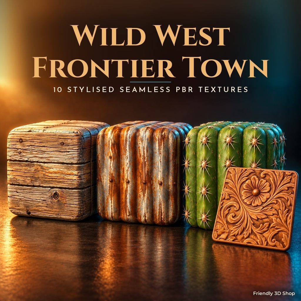 Wild West Frontier Town Texture Pack - 10 Stylised PBR Materials