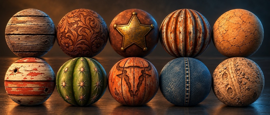 Wild West Frontier Town Texture Pack - 10 Stylised PBR Materials