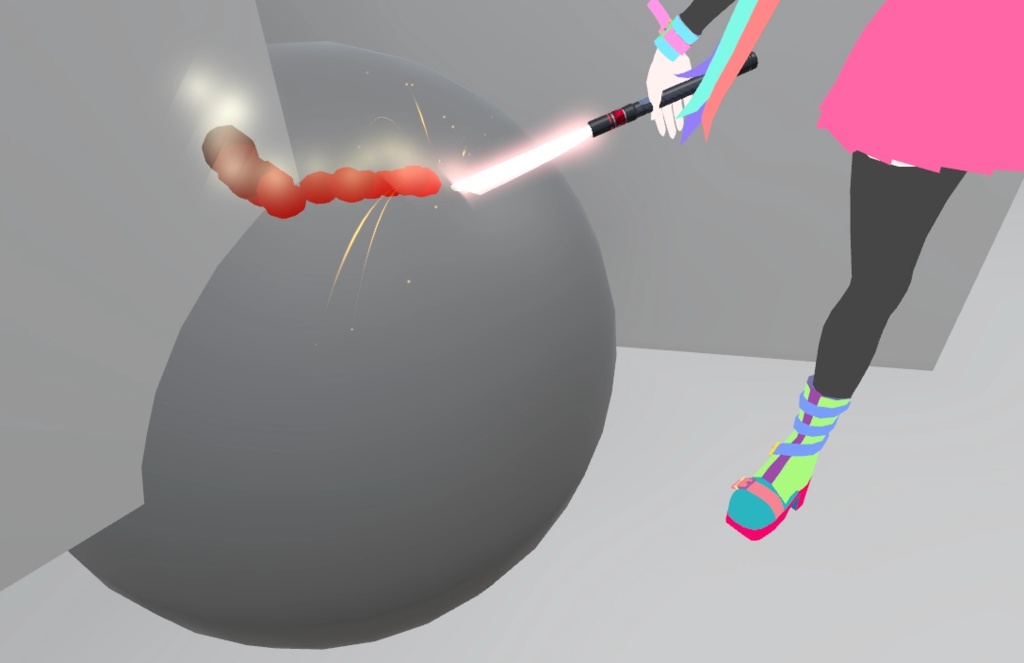 【ビームサーベル】【ライトセーバー】84式ビームソード【屈折・トレイル・音・アニメーション・光・煙・火花・穴】【自作Shader付き】【ポイントライト】【導入見本humanoid同梱】【SPS-I】