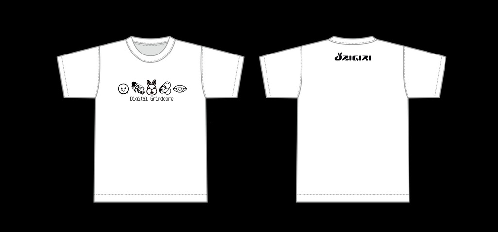 OZIGIRI Digital Grindcore Tシャツ(ホワイト)