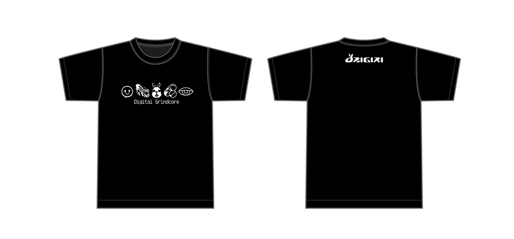 OZIGIRI Digital Grindcore Tシャツ(ブラック)